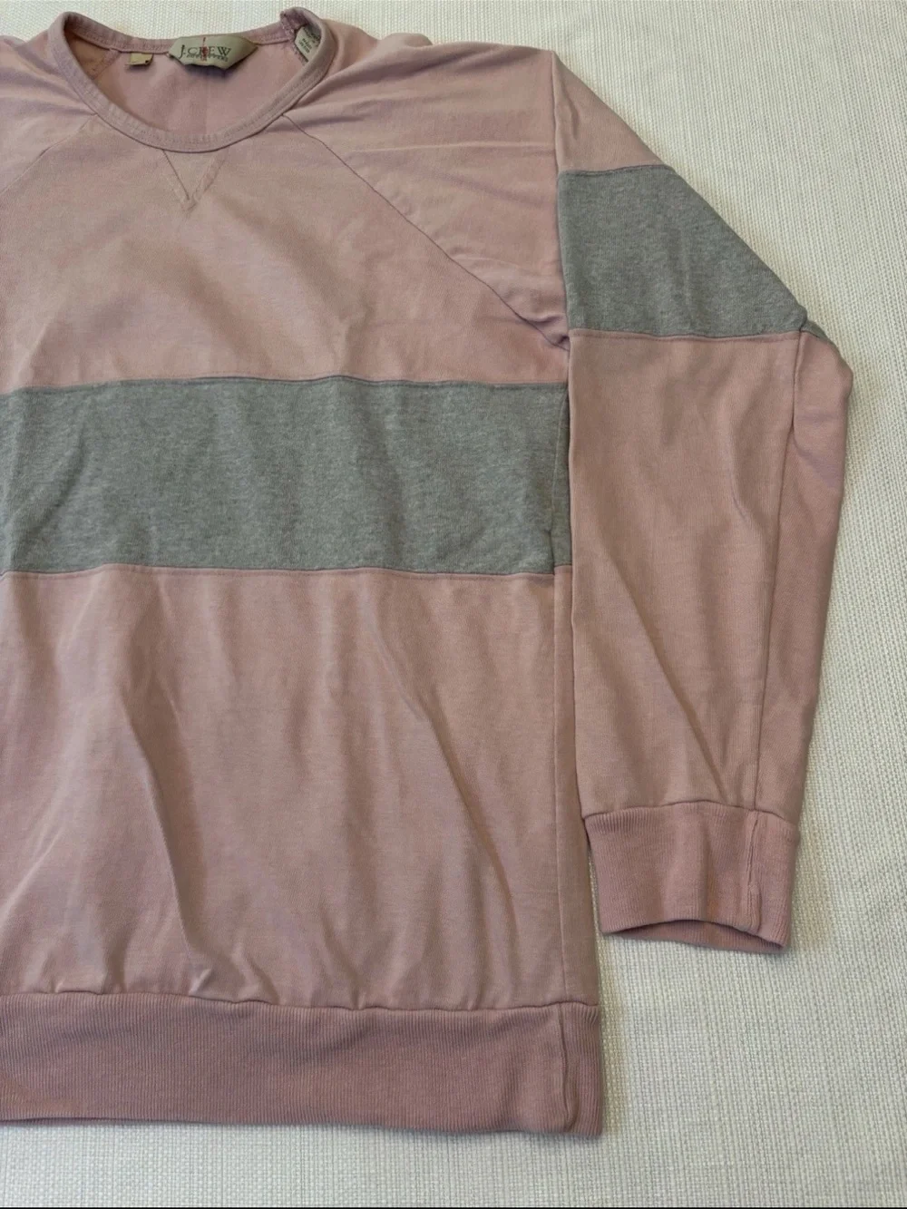 Vintage 90’s J.Crew Sweatshirt Women’s Medium Pink Gray Cotton Crewneck USA